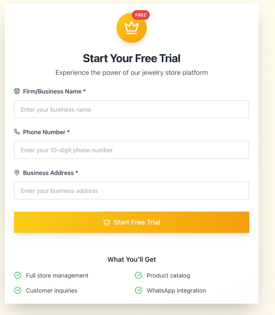 Free trial form preview